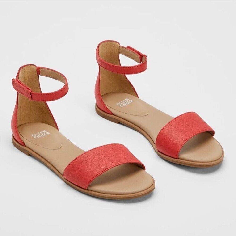 Eileen Fisher $139 Z4062* Razz Ankle Strap Sandal Watermelon Women's